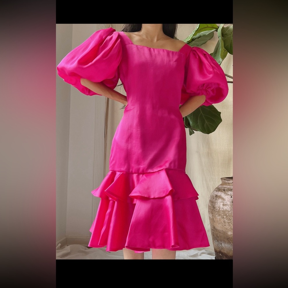 Vintage 1980s Silk Organza Oscar de la Renta dress - M/6/8. GREAT Condition